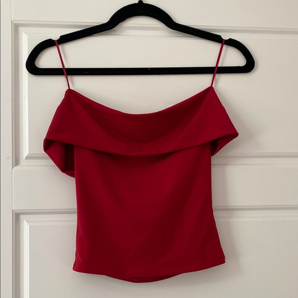 Garage Red Off the Shoulder Crop Camisole